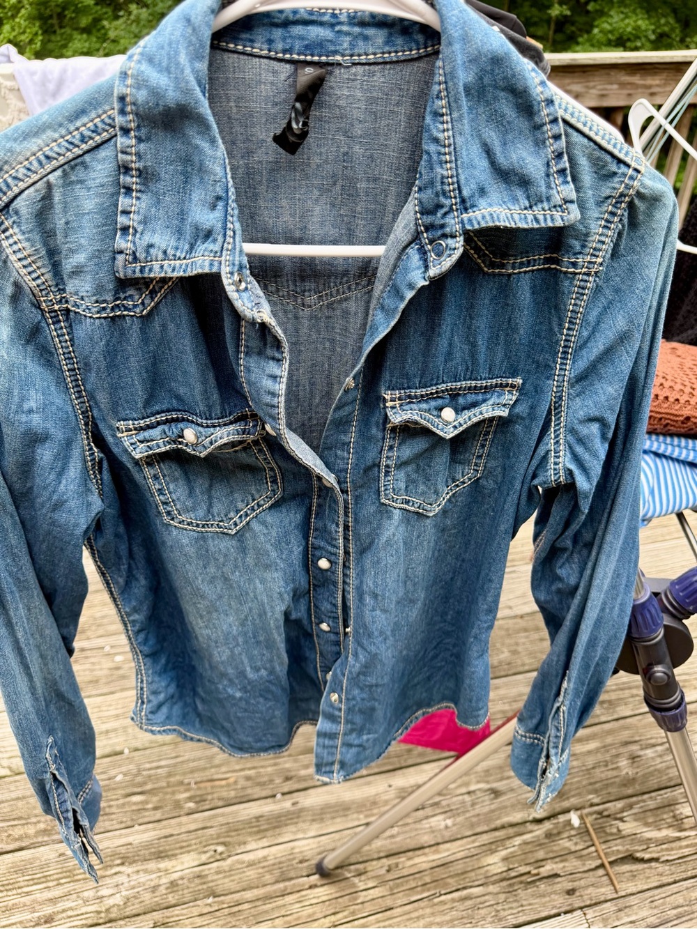 Seven7 Blue Denim Button-Front Shirt
